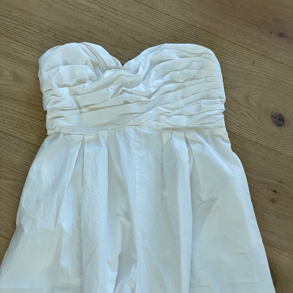 Showpo White Wid Leg Strapless Jumpsuit 100% Cotton Large with Pockets sleek - Picture 3 of 10